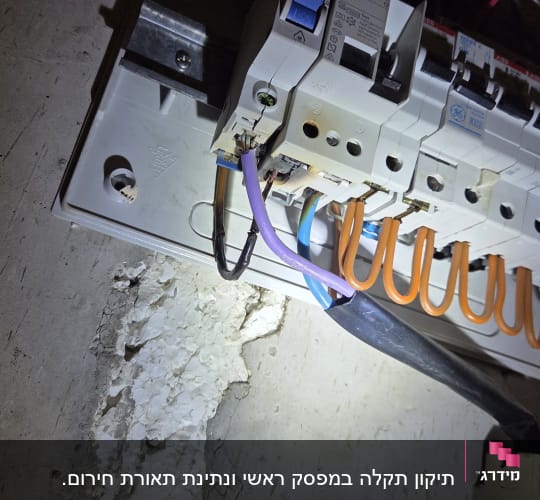 לוח חשמל עם חוטים מחוברים